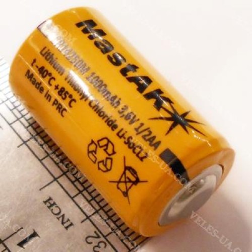 Б.спец 1/2AA ER14250M 3,6V 1.0Ah/1mA, I=0.2/0.3A, MastAK (артикул: 02-1335) Б.спец 1/2AA ER14250M 3,6V 1.0Ah/1mA, I=0.2/0.3A, MastAK (артикул: 02-1335)