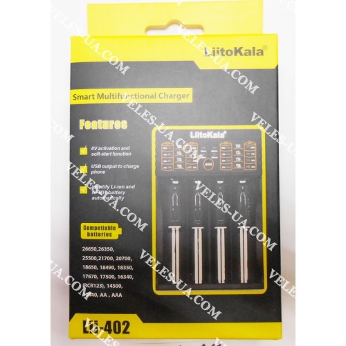 ЗП Авто- Li-3.6, 4.2V/1A для 4шт 18650 - 10440, + ПаверБанк (від USB), LiitoKala Lii-402 (артикул: 02-1415) ЗП Авто- Li-3.6, 4.2V/1A для 4шт 18650 - 10440, + ПаверБанк (від USB), LiitoKala Lii-402 (артикул: 02-1415)
