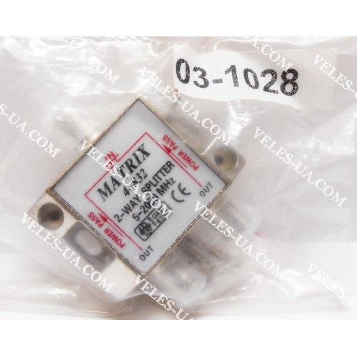 2-WAY Spliter HQ (5-2050MHz) з прохідним живленням (артикул: 03-1028.) 2-WAY Spliter HQ (5-2050MHz) з прохідним живленням (артикул: 03-1028.)