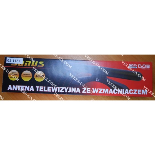 Антена кімнатна DVB-T2, Sonus Польща, з БЖ 220V, 40дБ (артикул: 03-1157.) Антена кімнатна DVB-T2, Sonus Польща, з БЖ 220V, 40дБ (артикул: 03-1157.)