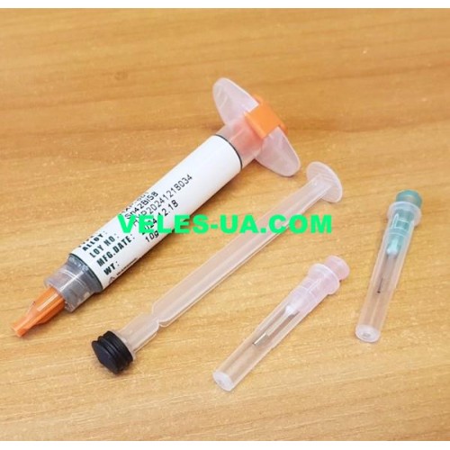 Флюс-Паяльна паста з Припоєм для SMD, BGA , HXP-601, Sn42Bi58, шприц 10g (ФЕН, без змивання) HXP4258 (артикул: 06-0312.) Флюс-Паяльна паста з Припоєм для SMD, BGA , HXP-601, Sn42Bi58, шприц 10g (ФЕН, без змивання) HXP4258 (артикул: 06-0312.)