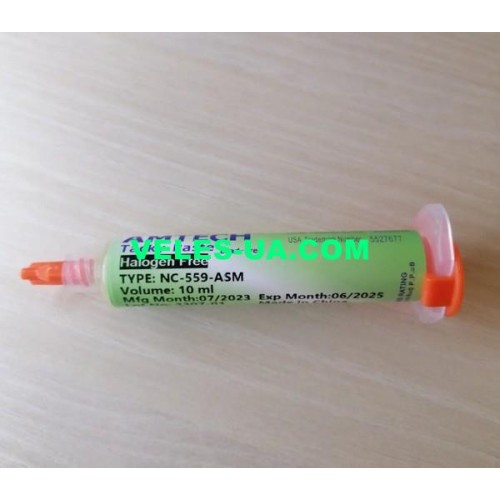 Флюс-ГЕЛЬ NC-559-ASM, YF-RMA-559 для SMD, BGA, BGA, PGA, PLCC, QFP, CSP, 10мл, Amtech (артикул: 06-0315.) Флюс-ГЕЛЬ NC-559-ASM, YF-RMA-559 для SMD, BGA, BGA, PGA, PLCC, QFP, CSP, 10мл, Amtech (артикул: 06-0315.)