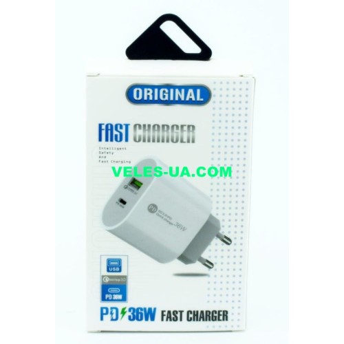 БЖ з USB вих 5V, Quick-3.0+PD Iнагр=3,0A ( 1шт Гн.USB A + 1шт.Гн.Type-C), Cherger A-112, 36W, W (артикул: 07-2115.) БЖ з USB вих 5V, Quick-3.0+PD Iнагр=3,0A ( 1шт Гн.USB A + 1шт.Гн.Type-C), Cherger A-112, 36W, W (артикул: 07-2115.)
