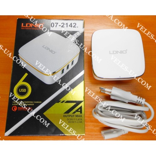 БЖ з USB вих 5V, Iнагр=7,0A ( 3шт Гн. USB), model: LDNIO A6704 (артикул: 07-2142.) БЖ з USB вих 5V, Iнагр=7,0A ( 3шт Гн. USB), model: LDNIO A6704 (артикул: 07-2142.)