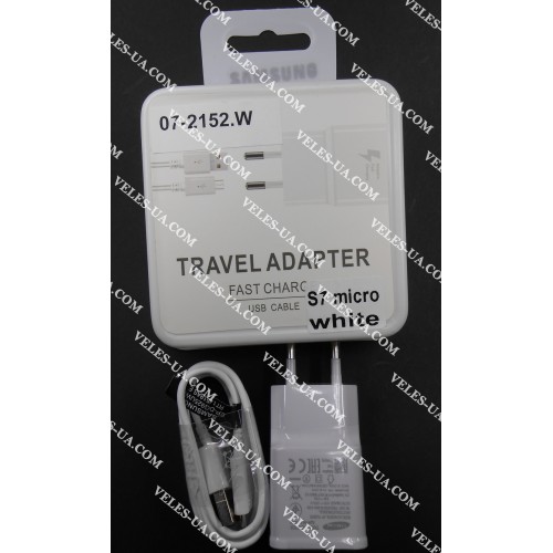 БЖ з USB вих 5V, Iнагр=2,0A ( 1шт Гн. USB + каб шт.mikroUSB) model:Samsung EP-TA20EWE, W, коробка (артикул: 07-2152.W) БЖ з USB вих 5V, Iнагр=2,0A ( 1шт Гн. USB + каб шт.mikroUSB) model:Samsung EP-TA20EWE, W, коробка (артикул: 07-2152.W)