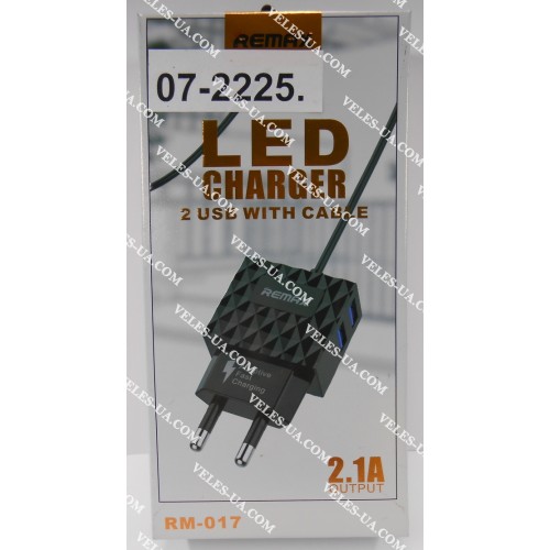 БЖ з USB вих 5V, Iнагр=2,1A ( 2шт Гн.USB +кабель шт.mikro USB) model:Remax RM-017, білий (артикул: 07-2225.) БЖ з USB вих 5V, Iнагр=2,1A ( 2шт Гн.USB +кабель шт.mikro USB) model:Remax RM-017, білий (артикул: 07-2225.)