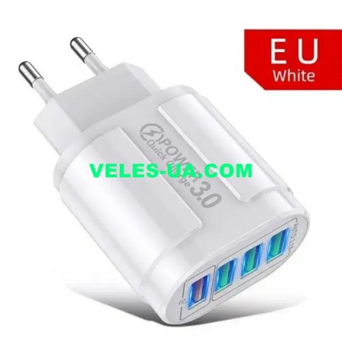 БЖ з USB вих 5V, Quick-3.0 Iнагр=3,0A ( 4шт Гн. USB) 48W, model: BK-385 (артикул: 07-2254.) БЖ з USB вих 5V, Quick-3.0 Iнагр=3,0A ( 4шт Гн. USB) 48W, model: BK-385 (артикул: 07-2254.)