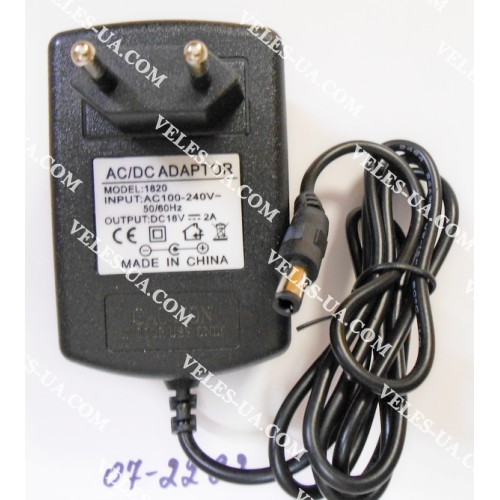 БЖ AC220V/DC 18V 2 A корпус-вилка (шт.d5,5/2,5) (артикул: 07-2262.) БЖ AC220V/DC 18V 2 A корпус-вилка (шт.d5,5/2,5) (артикул: 07-2262.)