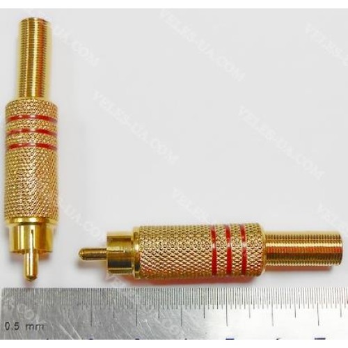 штекер RCA метал GOLD 3 полоски RD, під кабель (артикул: 08-0182.RD) штекер RCA метал GOLD 3 полоски RD, під кабель (артикул: 08-0182.RD)