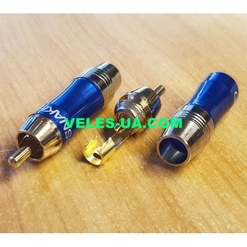 Штекер RCA метал silver-gold d7,5мм.,синій, під кабель (артикул: 08-0371.BL) Штекер RCA метал silver-gold d7,5мм.,синій, під кабель (артикул: 08-0371.BL)