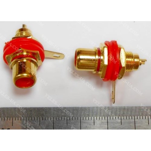 Гніздо RCA метал Gold ЧЕРВОНЕ, монтажне на корпус (артикул: 08-0404.RD) Гніздо RCA метал Gold ЧЕРВОНЕ, монтажне на корпус (артикул: 08-0404.RD)