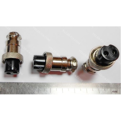 GX16, Гніздо (F) мікрофонне d16mm, 2 pin, під шнур (артикул: 08-0542.) GX16, Гніздо (F) мікрофонне d16mm, 2 pin, під шнур (артикул: 08-0542.)