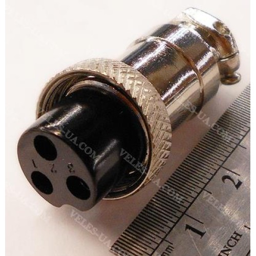 GX16, Гніздо (F) мікрофонне d16mm, 3 pin, під шнур (артикул: 08-0545.) GX16, Гніздо (F) мікрофонне d16mm, 3 pin, під шнур (артикул: 08-0545.)