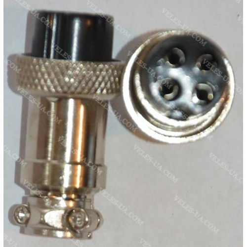 GX16, Гніздо (F) мікрофонне d16mm, 4 pin, під шнур (артикул: 08-0548.) GX16, Гніздо (F) мікрофонне d16mm, 4 pin, під шнур (артикул: 08-0548.)
