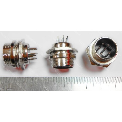 GX16, Штекер (М) мікрофонний d16mm, 6 pin, на корпус (артикул: 08-0555.) GX16, Штекер (М) мікрофонний d16mm, 6 pin, на корпус (артикул: 08-0555.)