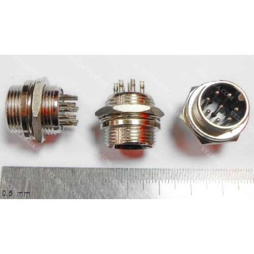 GX16, Штекер (М) мікрофонний d16mm, 8 pin, на корпус (артикул: 08-0562.) GX16, Штекер (М) мікрофонний d16mm, 8 pin, на корпус (артикул: 08-0562.)