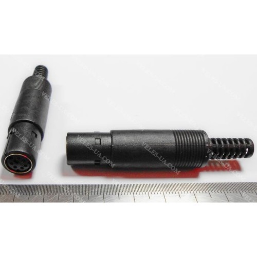 Гніздо mini DIN 6pin, під кабель, пластік (артикул: 08-0569.) Гніздо mini DIN 6pin, під кабель, пластік (артикул: 08-0569.)