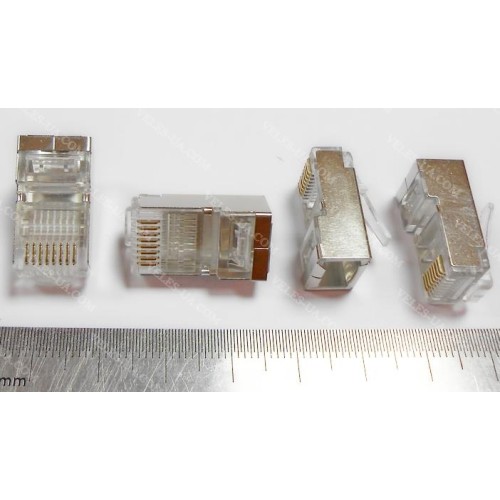 Штекер 8P8C RJ-45 в метал екрані CAT5E (артикул: 08-0575.) Штекер 8P8C RJ-45 в метал екрані CAT5E (артикул: 08-0575.)