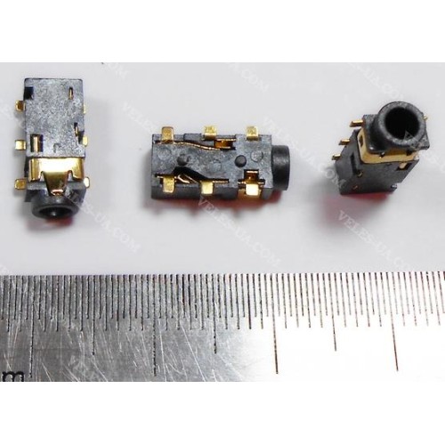 Гніздо 2,5 / 4pin стерео пластик, SMD МОНТАЖНЕ 6ніг, пайка на плату 12х5х3,5 (артикул: 08-0680.) Гніздо 2,5 / 4pin стерео пластик, SMD МОНТАЖНЕ 6ніг, пайка на плату 12х5х3,5 (артикул: 08-0680.)