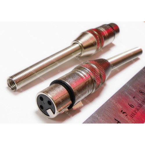 Гніздо CANON 3pin з пружиною ,корпус метал, під кабель (артикул: 08-0718.) Гніздо CANON 3pin з пружиною ,корпус метал, під кабель (артикул: 08-0718.)