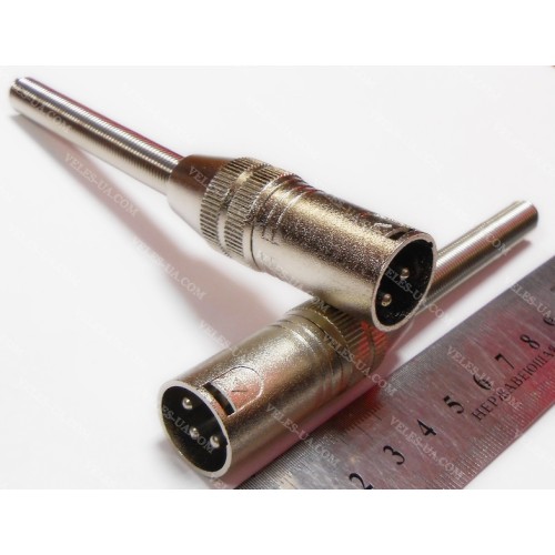 Штекер CANON 3pin метал. з металевою пружиной, під кабель (артикул: 08-0719.) Штекер CANON 3pin метал. з металевою пружиной, під кабель (артикул: 08-0719.)
