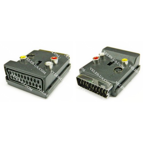 перехідник Штекер Скарт х Гніздо Скарт + 3 Гнізда RCA +Гніздо mini din 4p. з перемикачем (артикул: 08-0802.) перехідник Штекер Скарт х Гніздо Скарт + 3 Гнізда RCA +Гніздо mini din 4p. з перемикачем (артикул: 08-0802.)