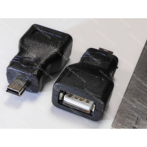 перехідник Штекер mini USB(5pin) x Гніздо USB A пластік (артикул: 08-0814.) перехідник Штекер mini USB(5pin) x Гніздо USB A пластік (артикул: 08-0814.)