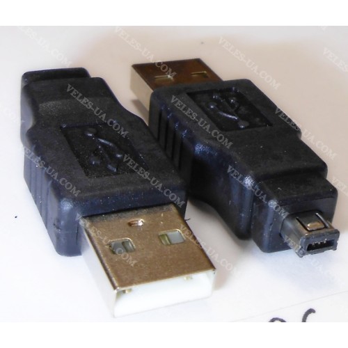 перехідник штекер USB-2.0 А - штекер mini USB 4pin(8pin) (артикул: 08-0896.) перехідник штекер USB-2.0 А - штекер mini USB 4pin(8pin) (артикул: 08-0896.)