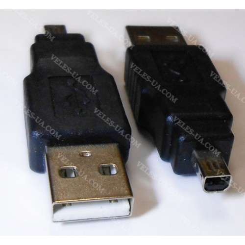 перехідник Штекер USB-2.0 А - штекер mini USB 4pin(напівкругле) (артикул: 08-0897.) перехідник Штекер USB-2.0 А - штекер mini USB 4pin(напівкругле) (артикул: 08-0897.)