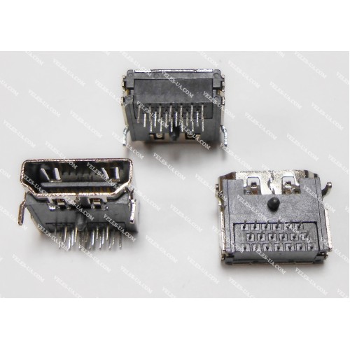 Гніздо HDMI монтажне nikel, PCB тип, гориз. під пайку (артикул: 08-1183.) Гніздо HDMI монтажне nikel, PCB тип, гориз. під пайку (артикул: 08-1183.)