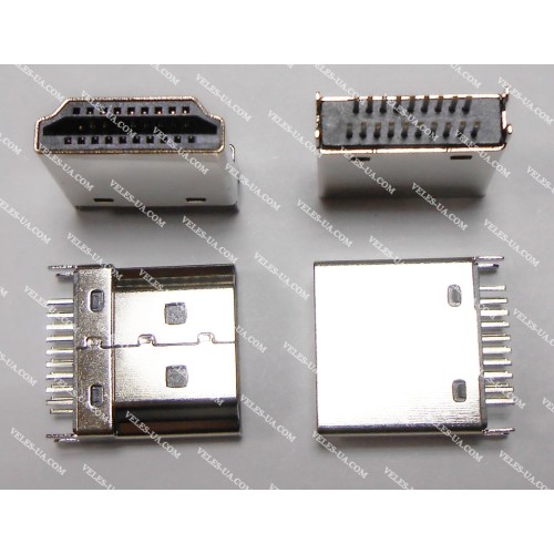Штекер HDMI, nikel монтажний, прямий (артикул: 08-1186.) Штекер HDMI, nikel монтажний, прямий (артикул: 08-1186.)