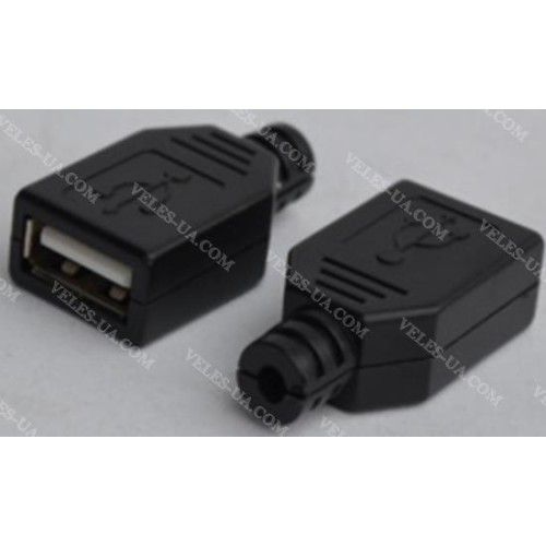 Гніздо USB-2.0 тип A в пласт. Корпусі під кабель (артикул: 08-1195.) Гніздо USB-2.0 тип A в пласт. Корпусі під кабель (артикул: 08-1195.)