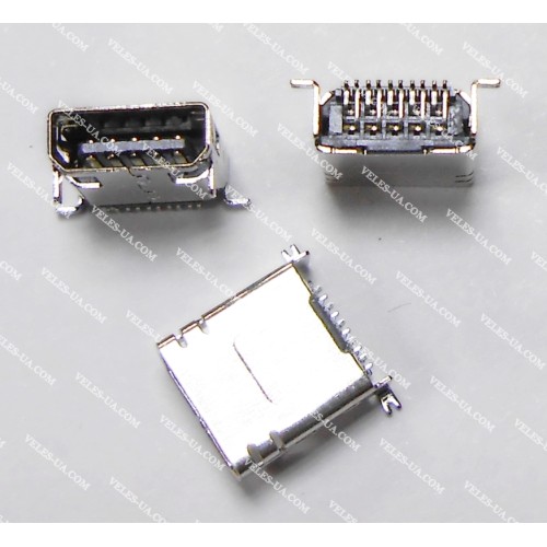 Гніздо mini USB 10pin монтажне, SMT тип , пайка SMD (артикул: 08-1196.) Гніздо mini USB 10pin монтажне, SMT тип , пайка SMD (артикул: 08-1196.)