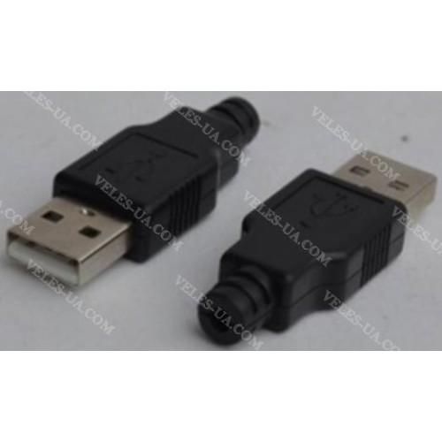 Штекер USB-2.0 тип A в пласт. Корпусі, під кабель (артикул: 08-1198.) Штекер USB-2.0 тип A в пласт. Корпусі, під кабель (артикул: 08-1198.)