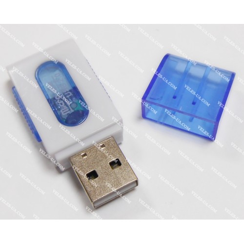 перехідник Штекер USB 2.0 x MicroSD, білий з синім (артикул: 08-1365.) перехідник Штекер USB 2.0 x MicroSD, білий з синім (артикул: 08-1365.)