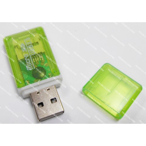 перехідник Штекер USB 2.0 x MicroSD, зелений прозорий (артикул: 08-1368.) перехідник Штекер USB 2.0 x MicroSD, зелений прозорий (артикул: 08-1368.)