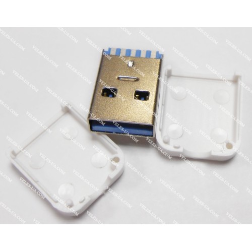 Штекер USB-3.0 тип A, під кабель, корп. бакелит, БІЛИЙ (артикул: 08-1399.) Штекер USB-3.0 тип A, під кабель, корп. бакелит, БІЛИЙ (артикул: 08-1399.)