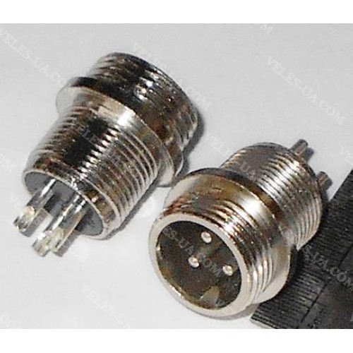 GX12, Штекер (М) мікрофонний d12mm, 3 pin, на корпус (артикул: 08-1569.) GX12, Штекер (М) мікрофонний d12mm, 3 pin, на корпус (артикул: 08-1569.)