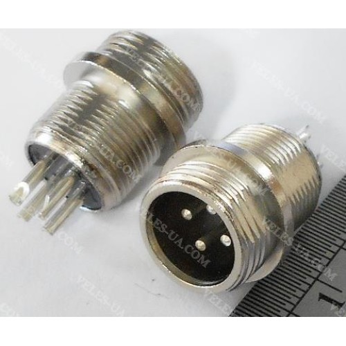 GX12, Штекер (М) мікрофонний d12mm, 4 pin, на корпус (артикул: 08-1573.) GX12, Штекер (М) мікрофонний d12mm, 4 pin, на корпус (артикул: 08-1573.)
