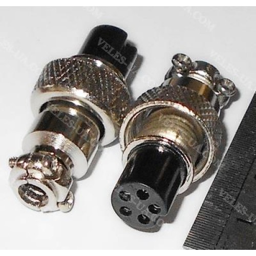 GX12, Гніздо (F) мікрофонне d12mm, 5 pin, під шнур (артикул: 08-1574.) GX12, Гніздо (F) мікрофонне d12mm, 5 pin, під шнур (артикул: 08-1574.)