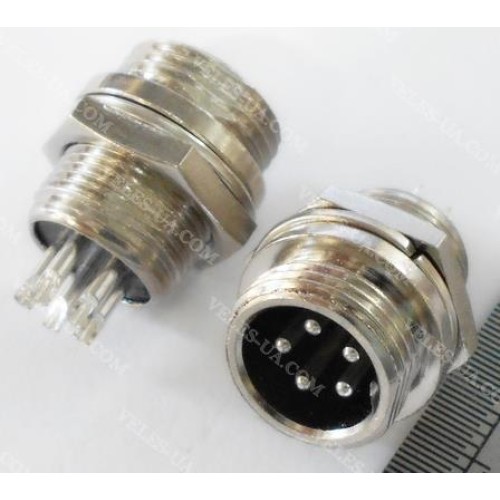 GX12, Штекер (М) мікрофонний d12mm, 5 pin, на корпус (артикул: 08-1577.) GX12, Штекер (М) мікрофонний d12mm, 5 pin, на корпус (артикул: 08-1577.)