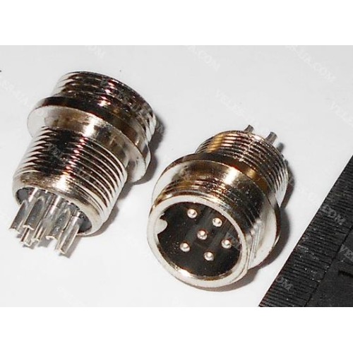 GX12, Штекер (М) мікрофонний d12mm, 6 pin, на корпус (артикул: 08-1581.) GX12, Штекер (М) мікрофонний d12mm, 6 pin, на корпус (артикул: 08-1581.)