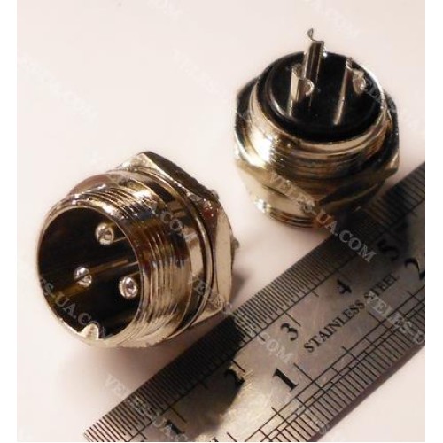GX20, Штекер (М) мікрофонний d20mm, 3 pin, на корпус (артикул: 08-1607.) GX20, Штекер (М) мікрофонний d20mm, 3 pin, на корпус (артикул: 08-1607.)