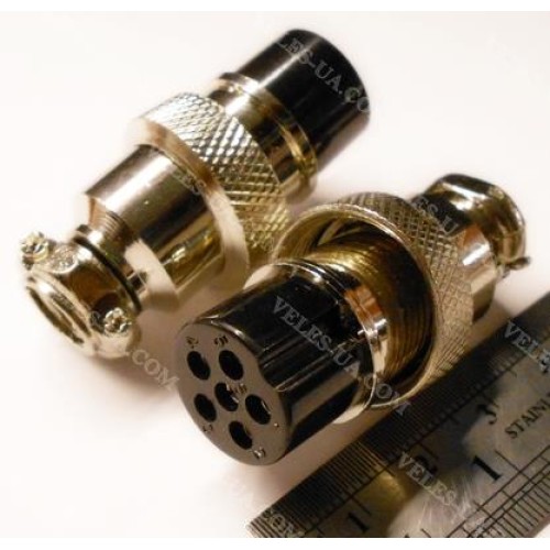 GX20, Гніздо (F) мікрофонне d20mm, 6 pin, під шнур (артикул: 08-1616.) GX20, Гніздо (F) мікрофонне d20mm, 6 pin, під шнур (артикул: 08-1616.)