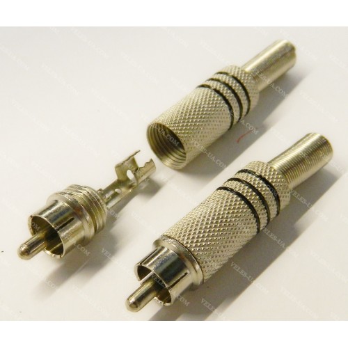 штекер RCA метал з пружиною d6,5-8,0mm чорний, під кабель (артикул: 08-1724.BK) штекер RCA метал з пружиною d6,5-8,0mm чорний, під кабель (артикул: 08-1724.BK)