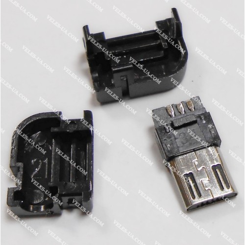 Штекер mikro USB-2,0 тип B, (5pin Nokia) корпус пластик, КУТОВИЙ, під кабель (артикул: 08-1750.) Штекер mikro USB-2,0 тип B, (5pin Nokia) корпус пластик, КУТОВИЙ, під кабель (артикул: 08-1750.)