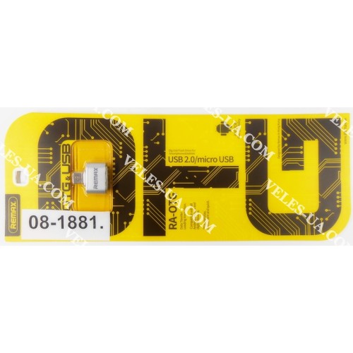 перехідник Штекер mikro USB(5pin Nokia) x Гніздо USB-2.0 A Remax RA-OTG, YHL-T3, блістер (артикул: 08-1881.) перехідник Штекер mikro USB(5pin Nokia) x Гніздо USB-2.0 A Remax RA-OTG, YHL-T3, блістер (артикул: 08-1881.)