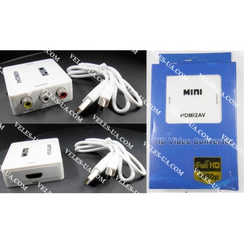 перехідник Конвертор HDMI в AV (вхід гн.HDMI х вихід 3 гн.RCA) model:HDV-M610 art:4273, білий (артикул: 08-1938.W) перехідник Конвертор HDMI в AV (вхід гн.HDMI х вихід 3 гн.RCA) model:HDV-M610 art:4273, білий (артикул: 08-1938.W)