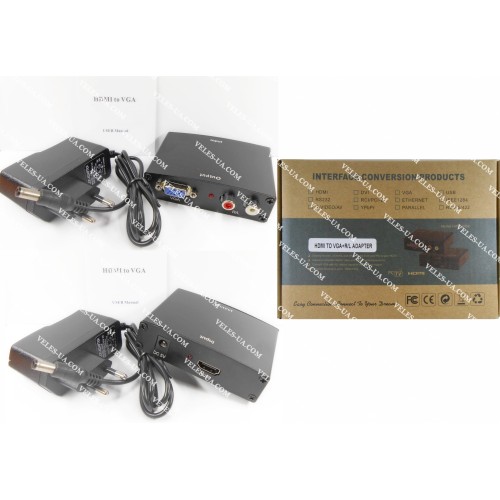 перехідник Конвертор HDMI в VGA (вхід гн.HDMI х вихід гн.VGA+2гн.RCA) model (артикул: 08-1988.) перехідник Конвертор HDMI в VGA (вхід гн.HDMI х вихід гн.VGA+2гн.RCA) model (артикул: 08-1988.)