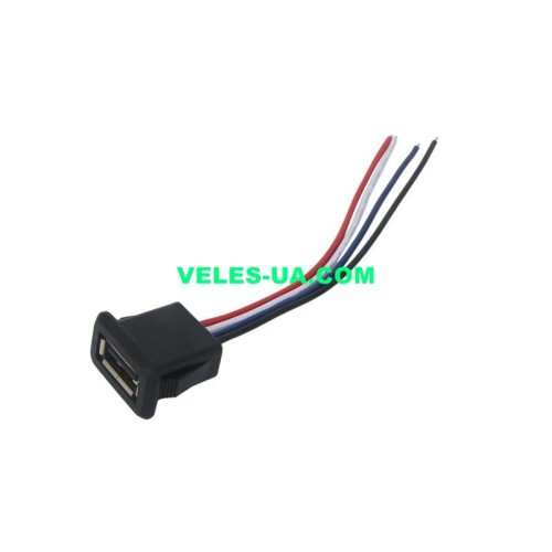 Гніздо USB-2.0 тип A, 4 дроти, монтажне на корпус (артикул: 08-2242.) Гніздо USB-2.0 тип A, 4 дроти, монтажне на корпус (артикул: 08-2242.)
